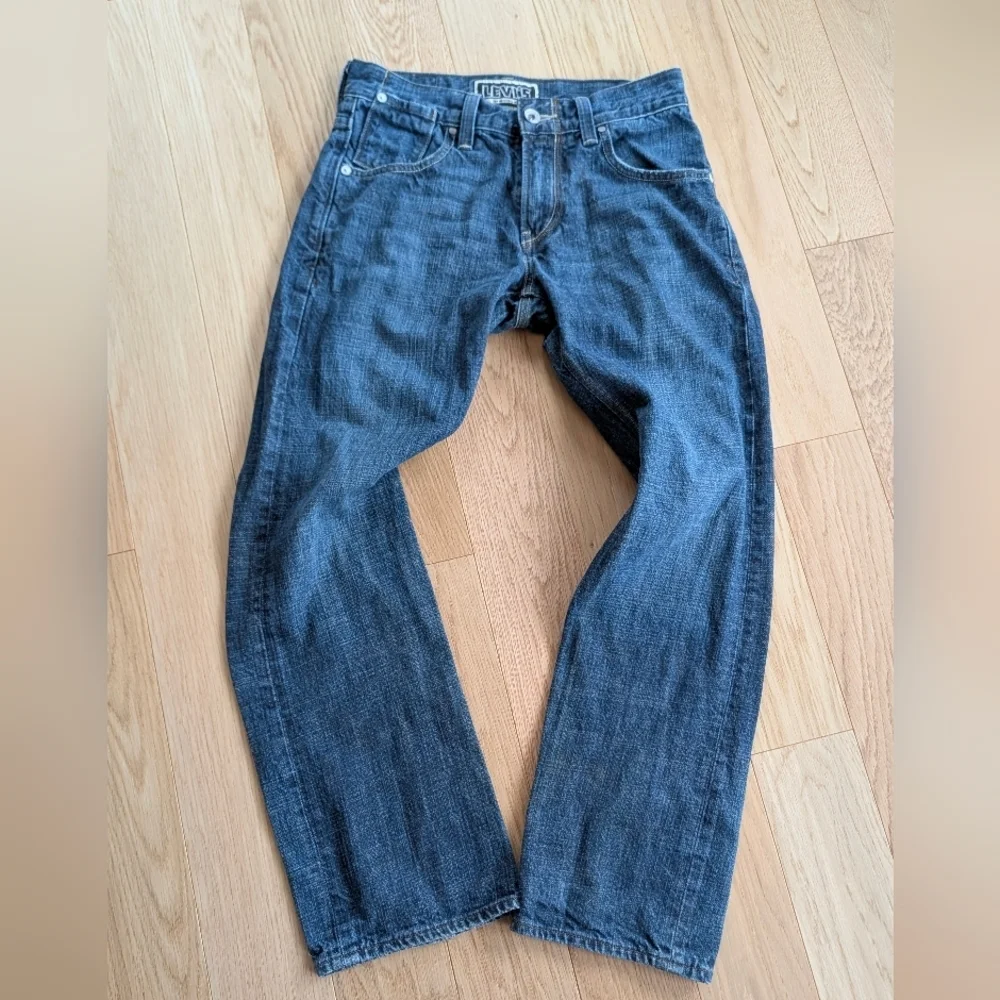 Y2K 29x30 Levi's 514 Slim Straight Denim Blue Double Flap Pockets Mens Jeans